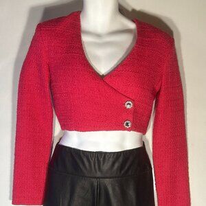 Zara SZ M Hot Pink cropped jacket retro modern Y2K Parisian Mobwife Croquette
